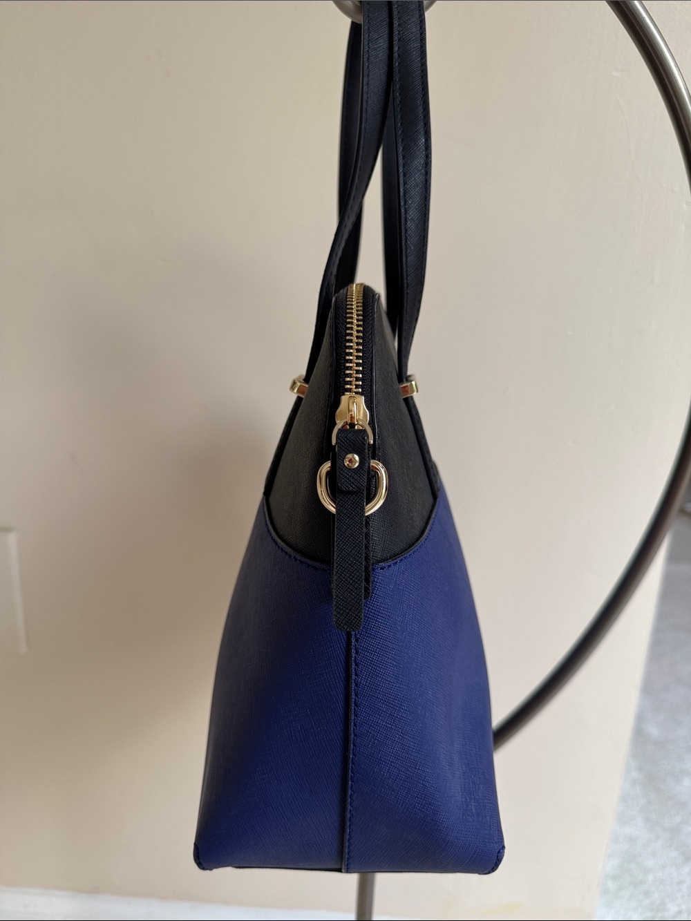 kate Spade Two-Tone Black and Blue Dome Satchel Bag - Picture 4 of 13